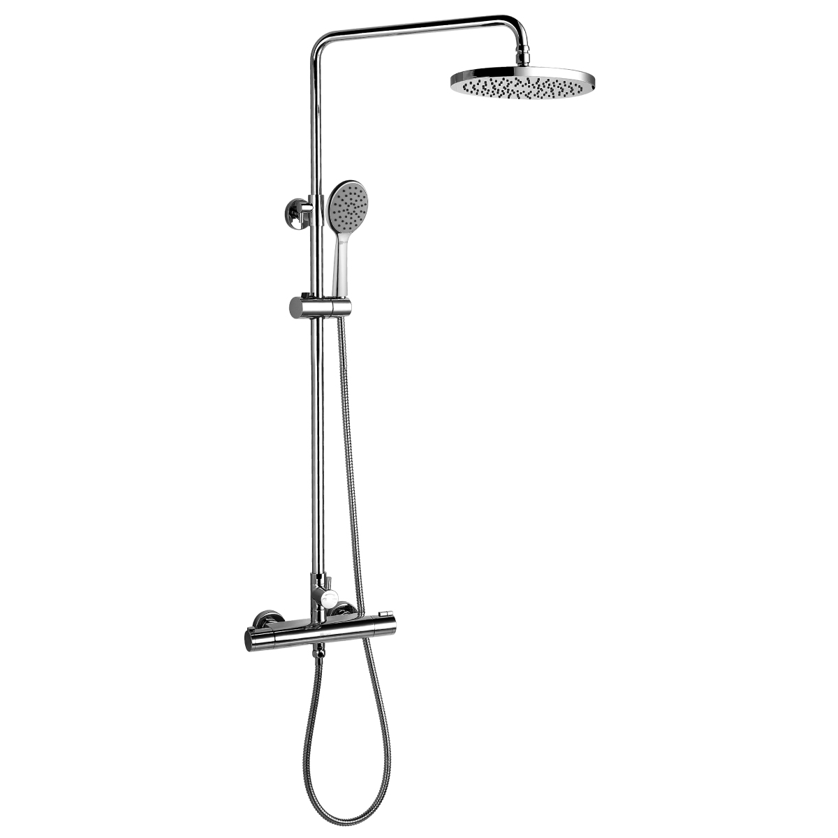 LM7860C Thermostatic shower faucet with adjustable rod height and «Tropical rain» shower head