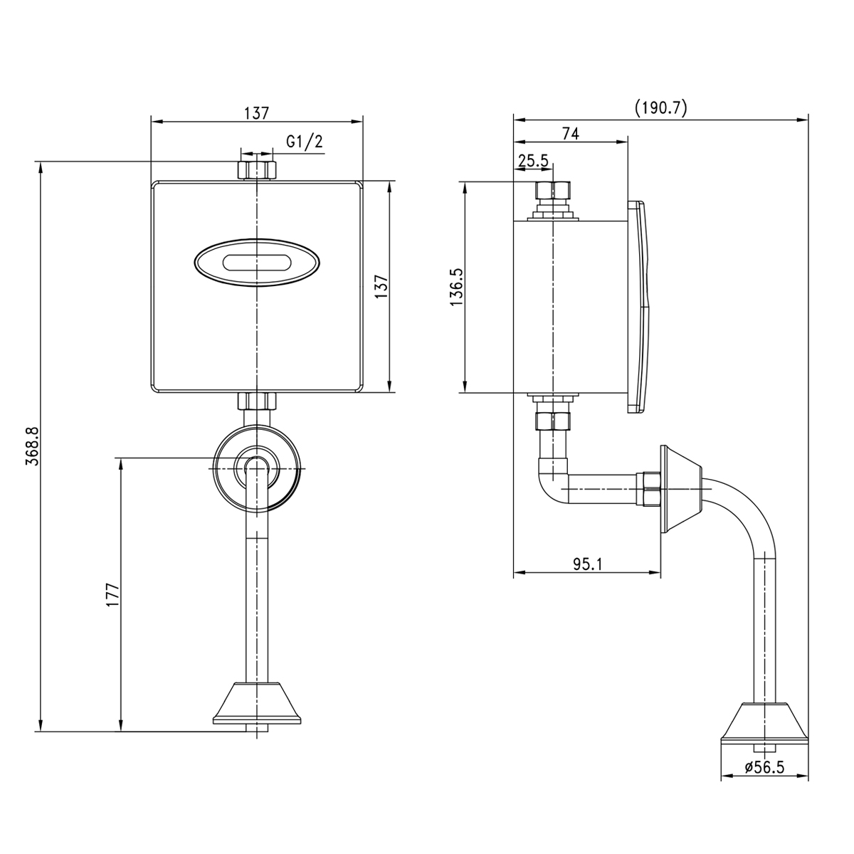 LM4657CE Touch-free urinal flush valve