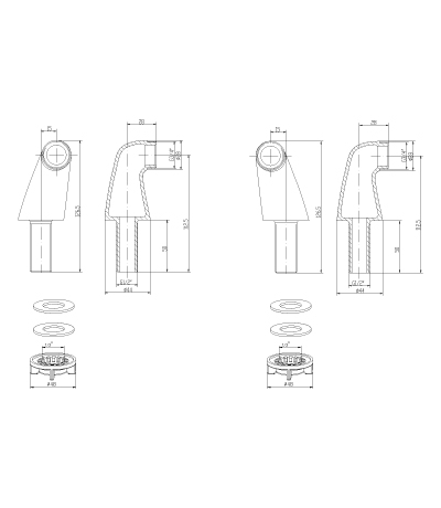 LM8556BR Set of vertical 
connections for bath 
faucets