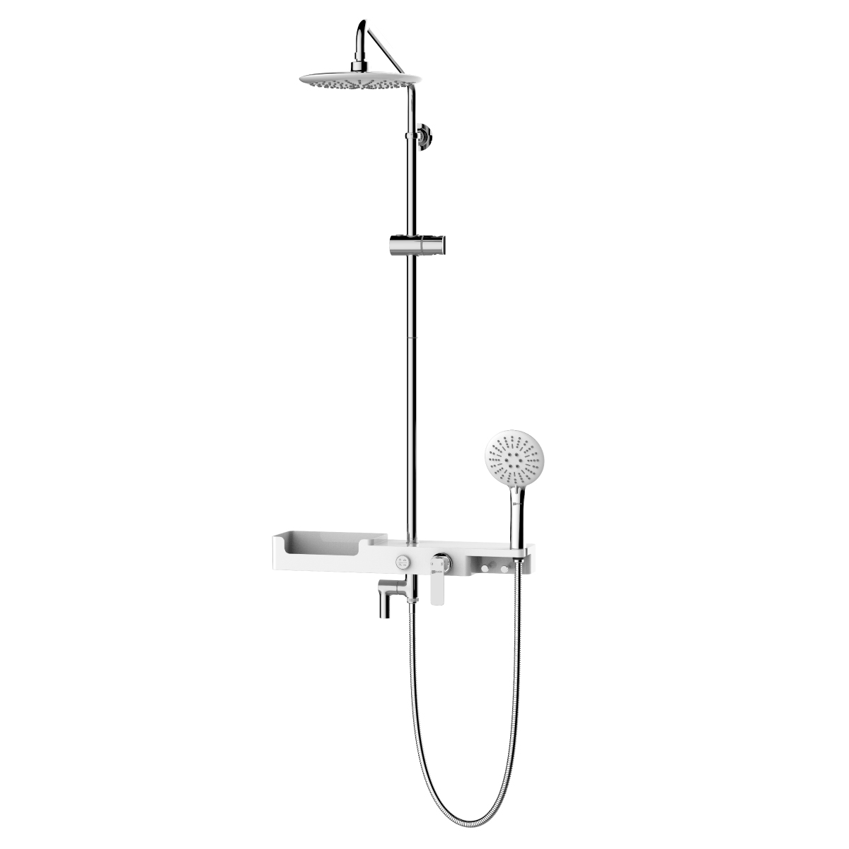 LM7007C Bath and shower faucet with adjustable rod height, swivel spout and «Tropical rain» shower head