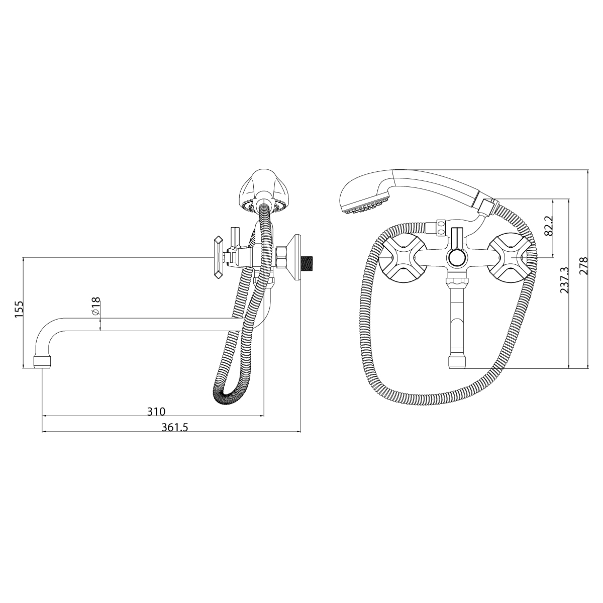 LM6051C Washbasin/bath faucet with 300 mm round swivel spout