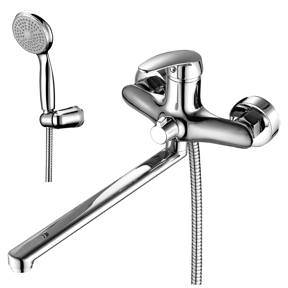 LM0451C Washbasin/bath faucet
with 300 mm flat swivel spout