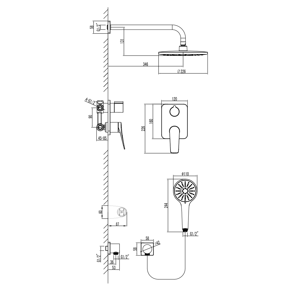 LM3729BL Built-in shower faucet