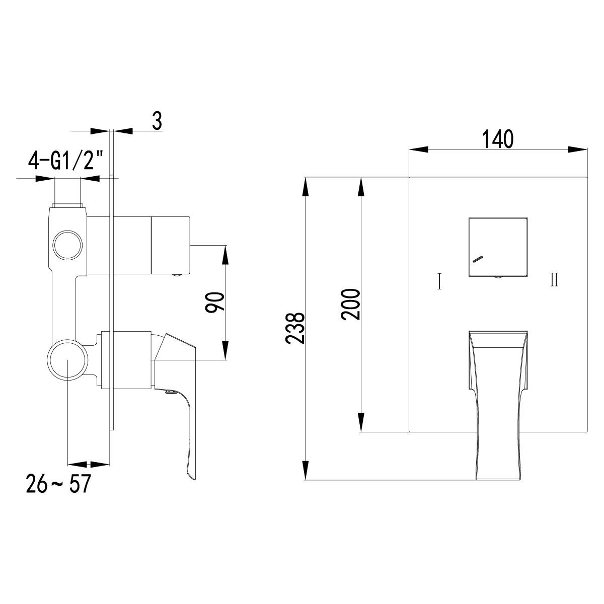 LM4527C Built-in bath and shower faucet