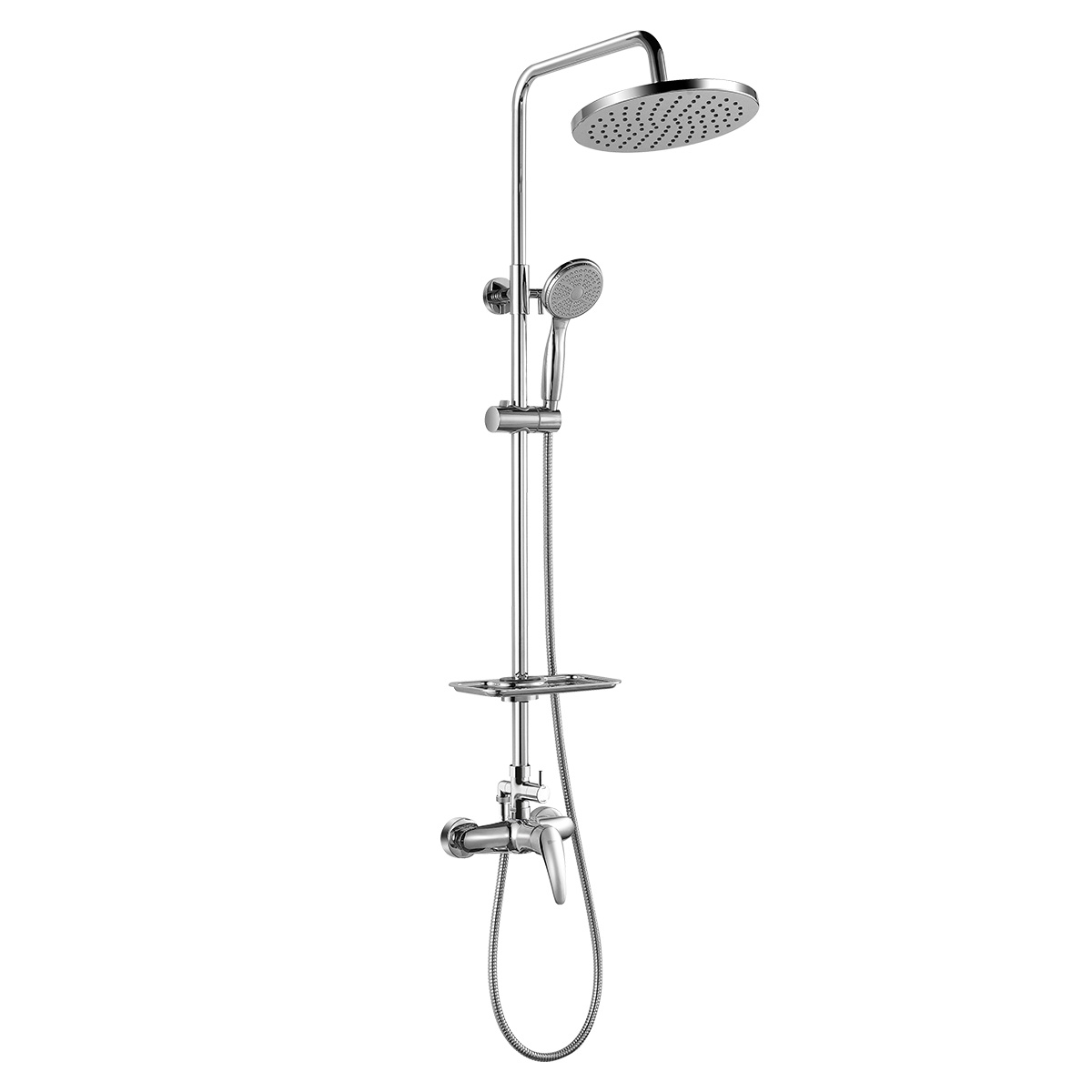LM0460C Shower faucet with adjustable rod height and «Tropical rain» shower head