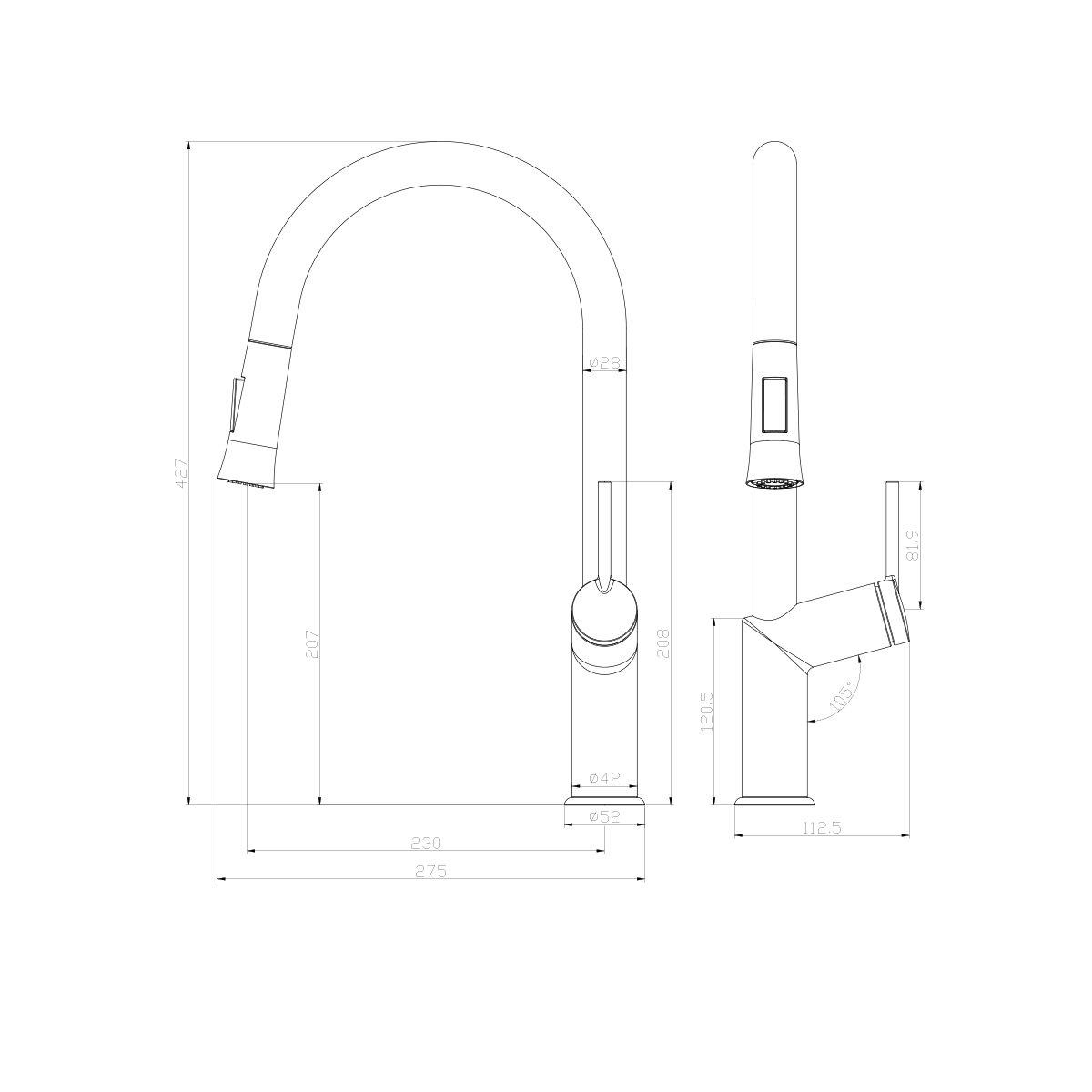 LM3850C Kitchen faucet with pull-out swivel spout