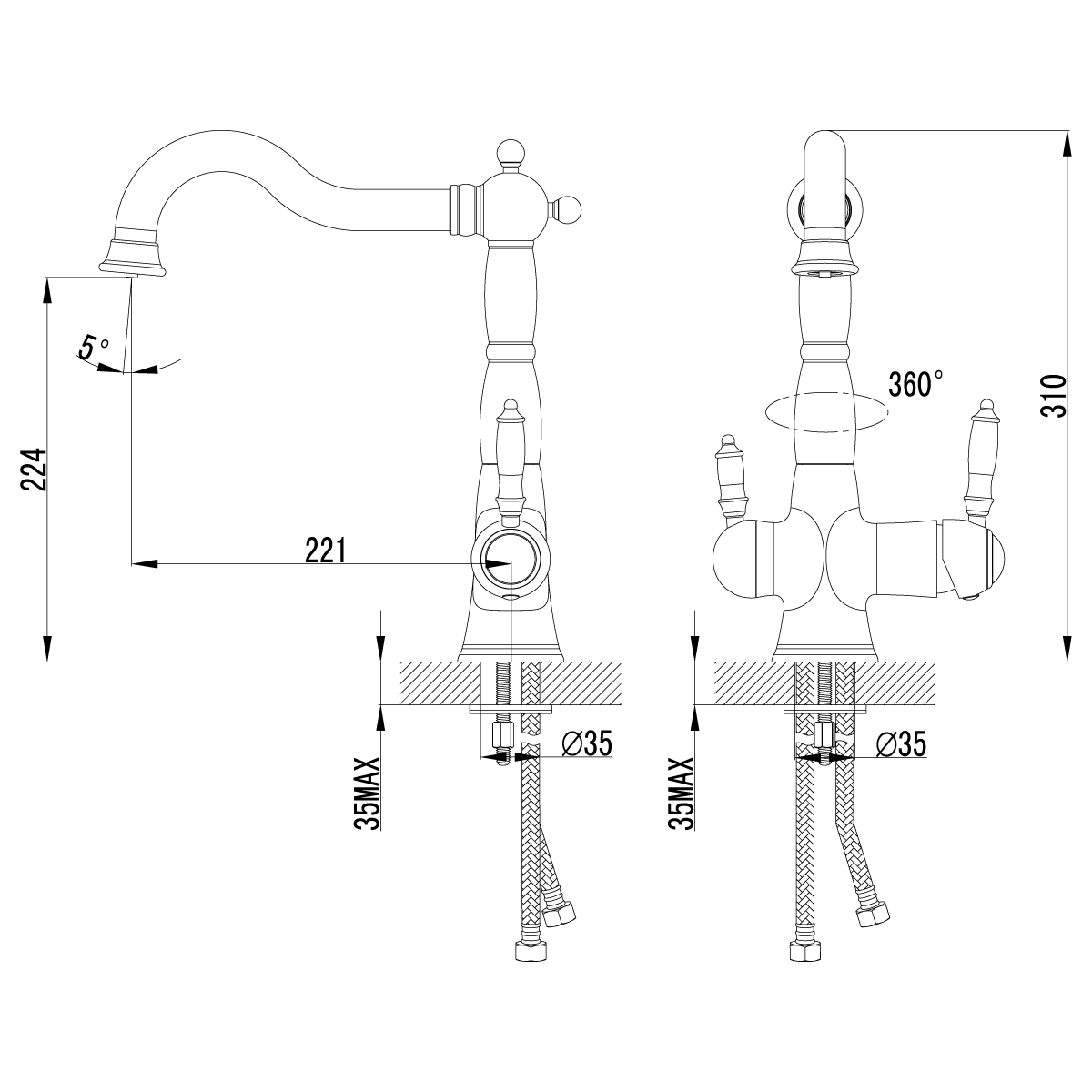 LM3065C Kitchen faucet
with connection to drinking 
water supply