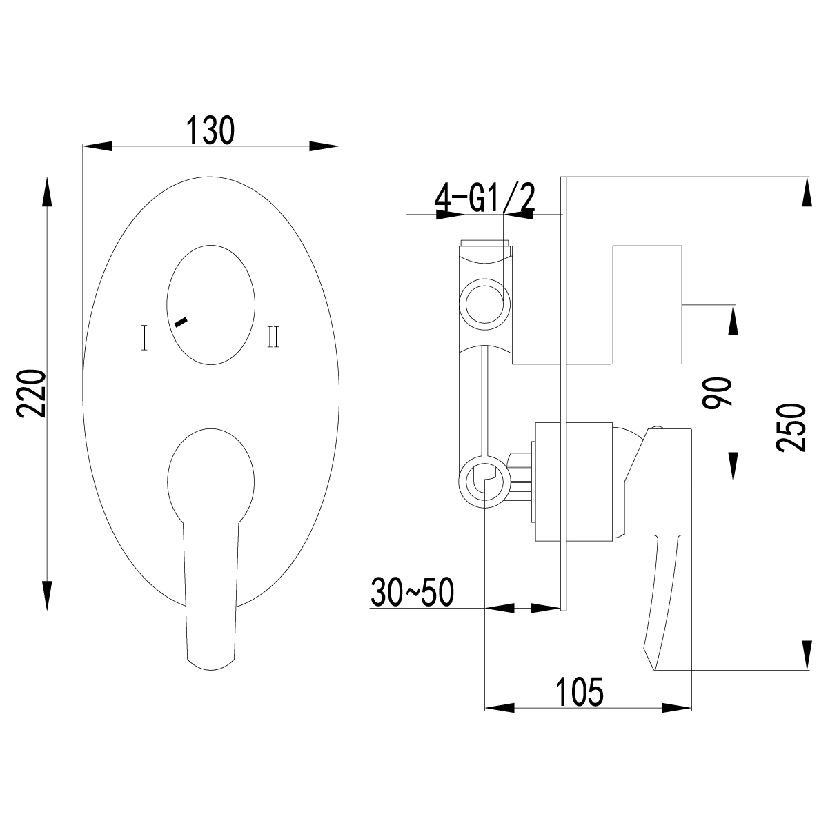 LM3227C Built-in bath and shower faucet
