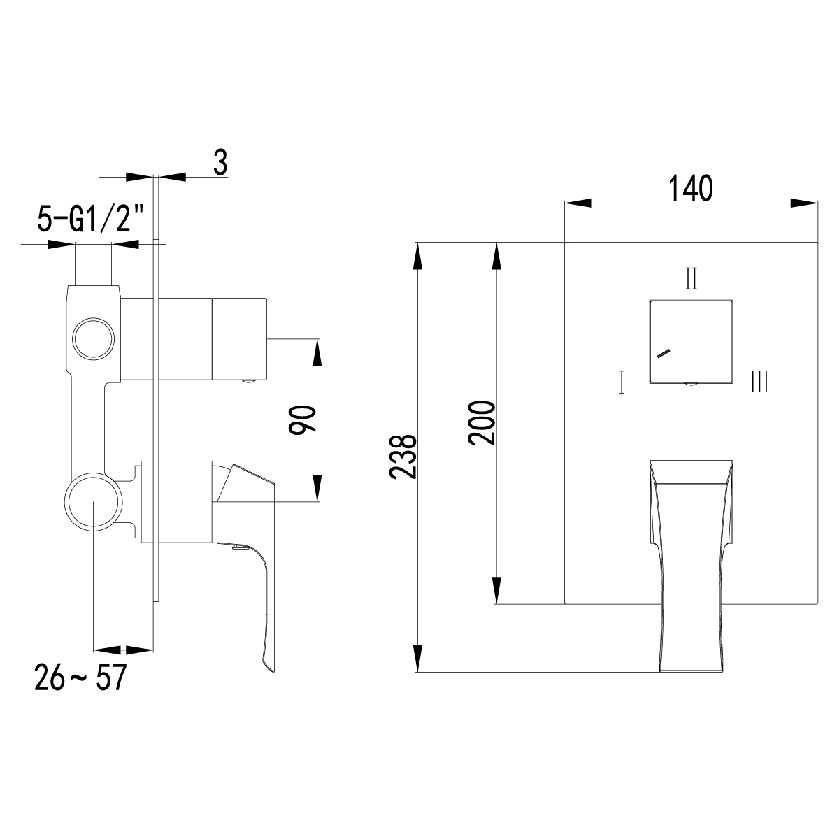 LM4528C Built-in bath and shower faucet