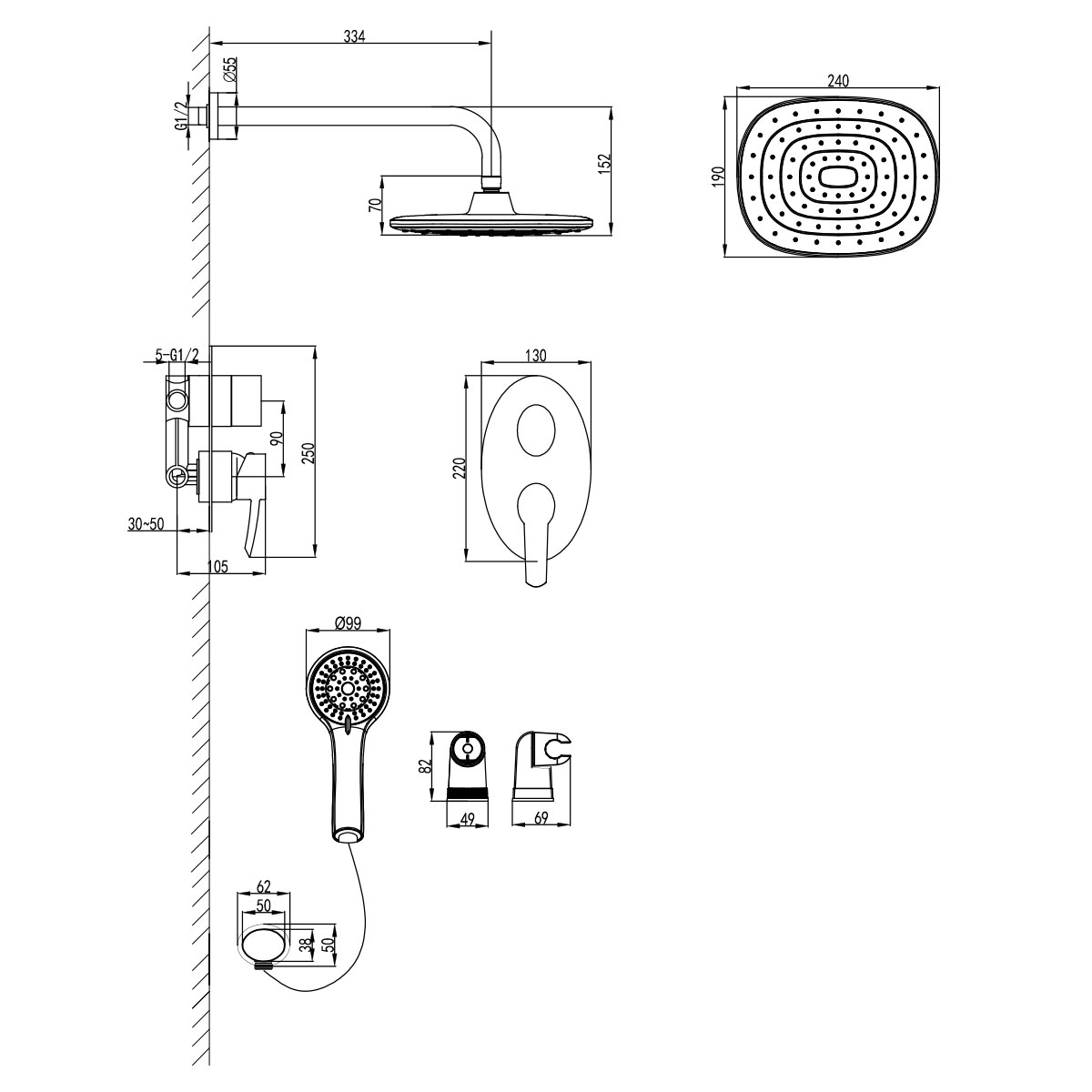 LM3229C Built-in shower faucet