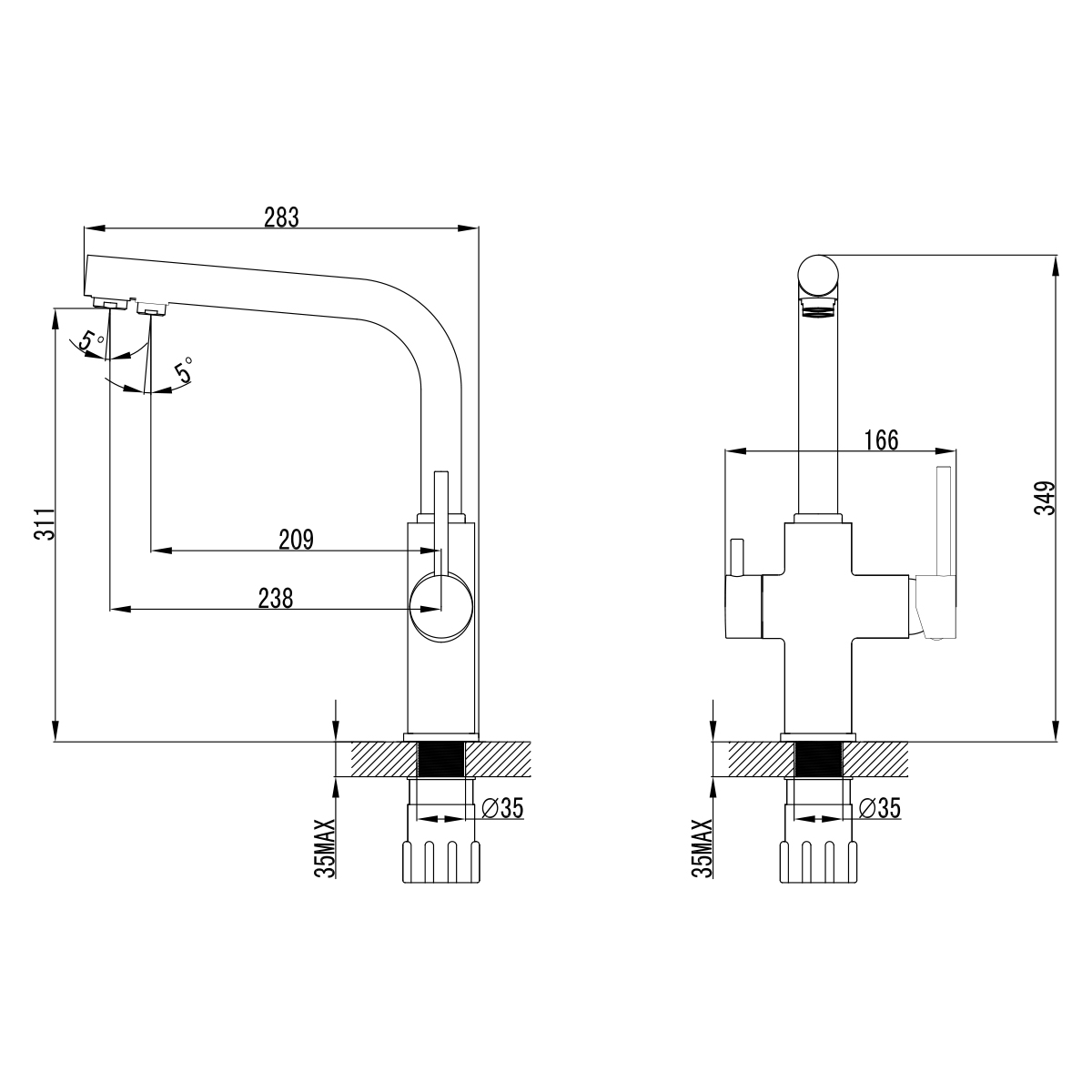 LM3060C Kitchen faucet
with connection to drinking
water supply