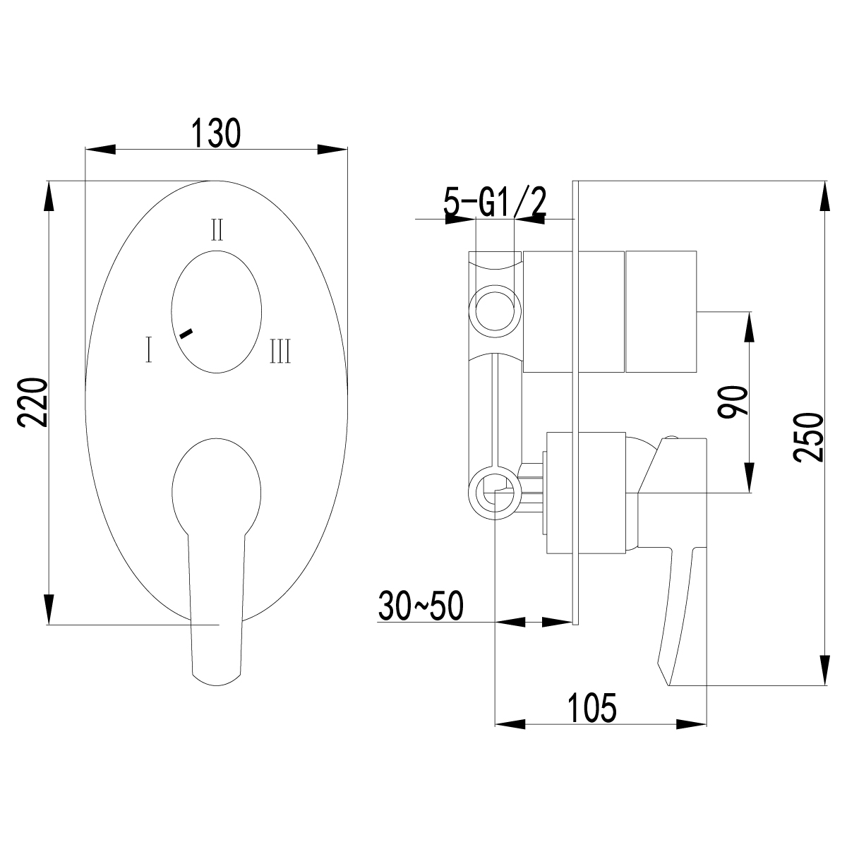 LM3228C Built-in bath and shower faucet