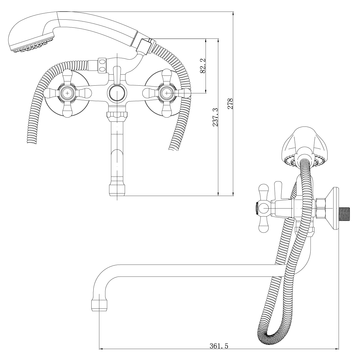 LM6041C Washbasin/bath faucet with 300 mm round swivel spout