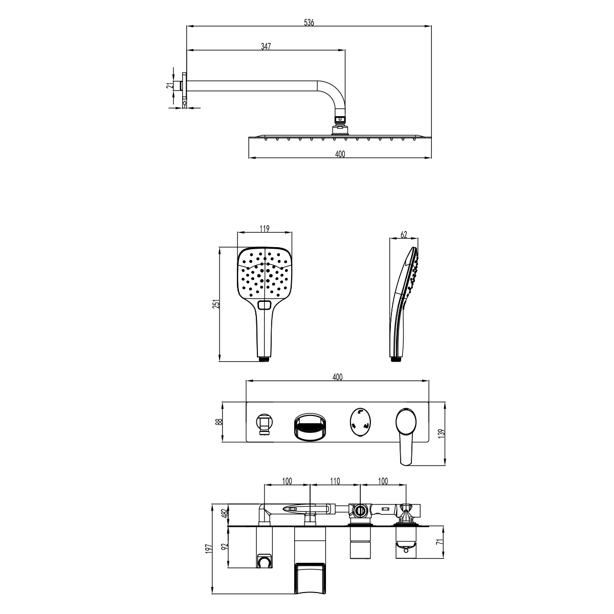 LM3225C Built-in bath and shower faucet