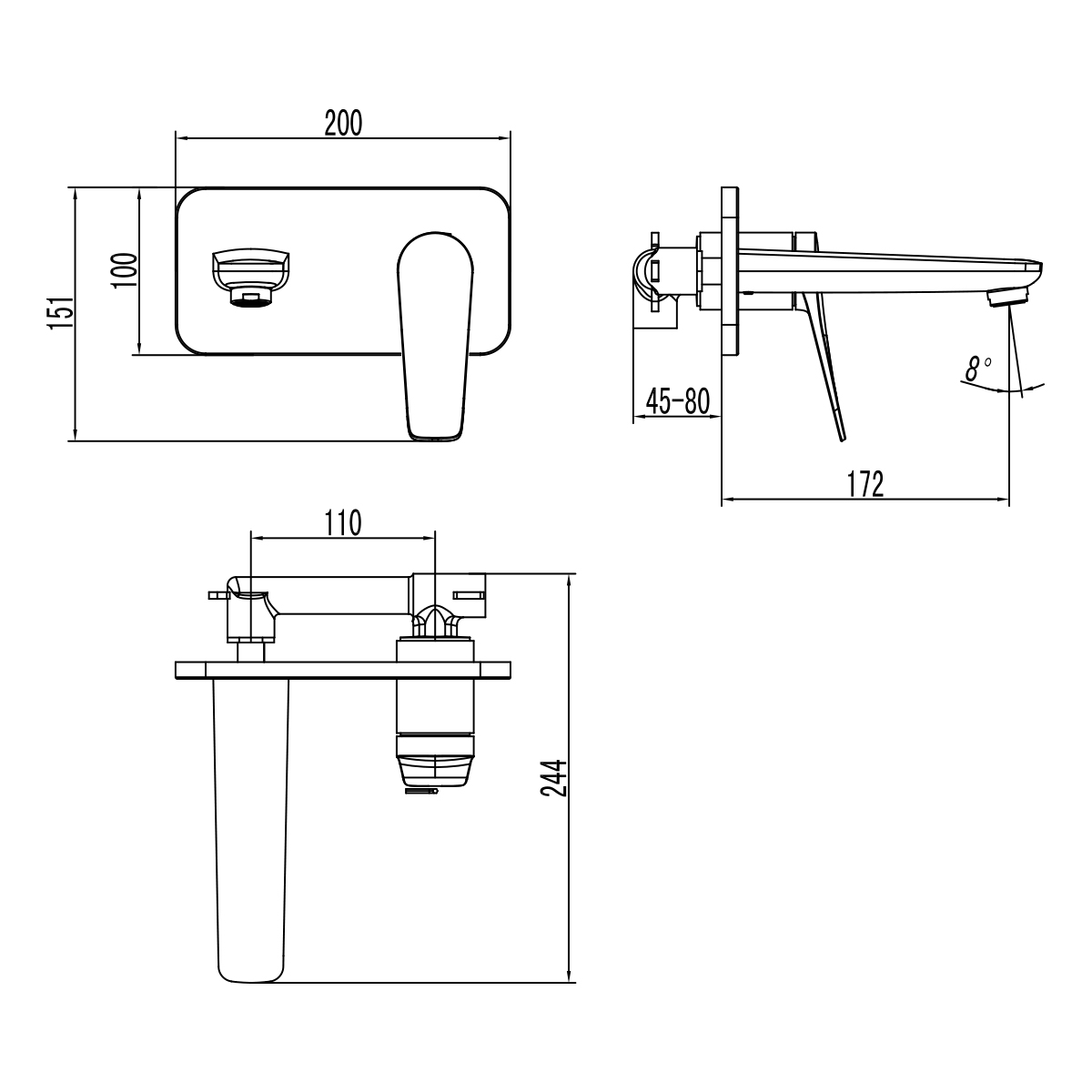 LM3726GM Built-in washbasin faucet