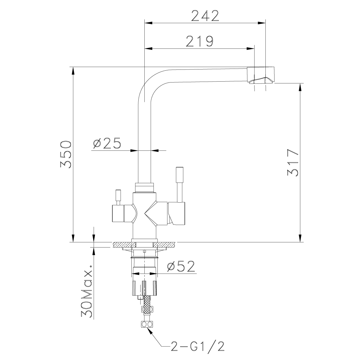 LM5060S Kitchen faucet
with connection to drinking water supply