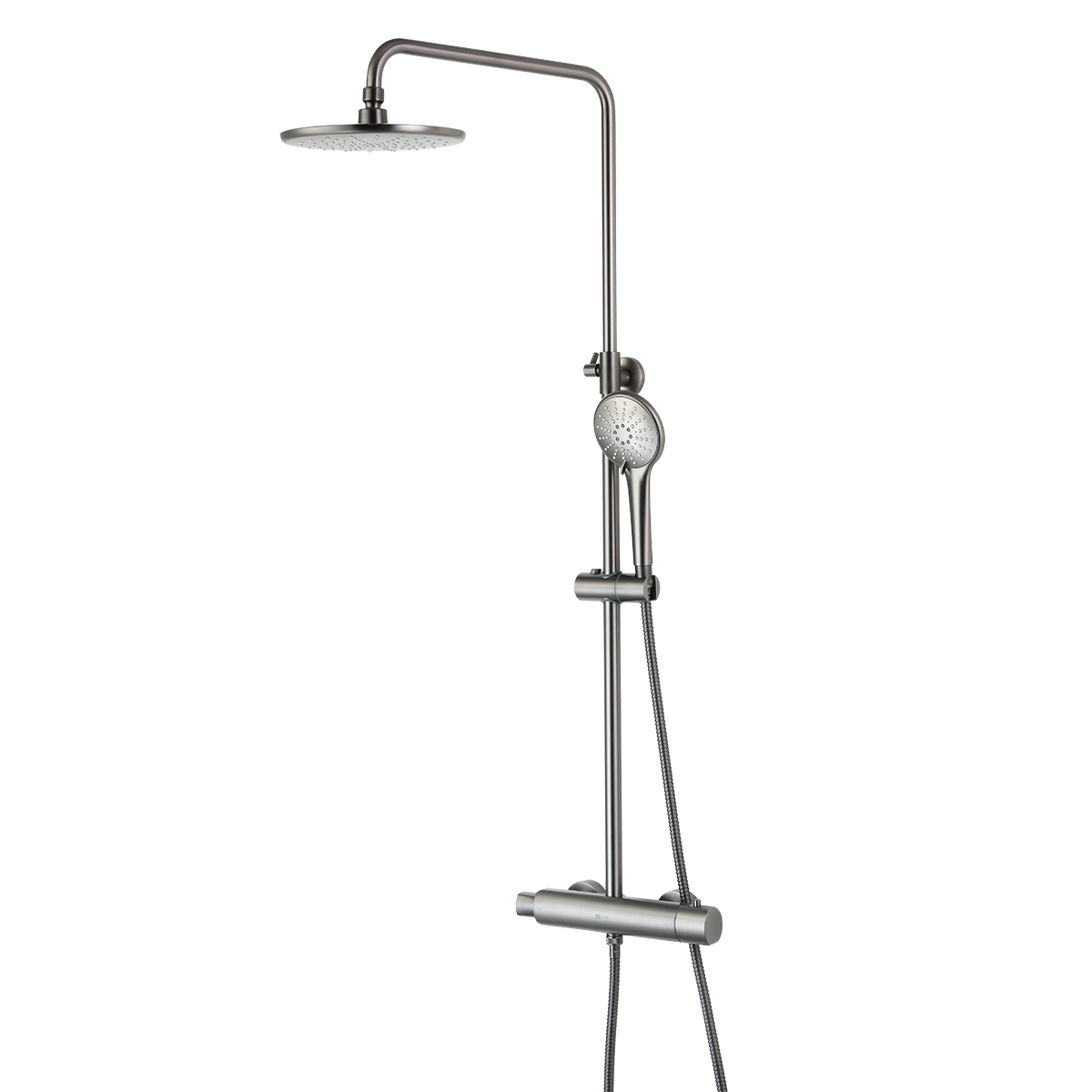 LM3770GM Thermostatic shower faucet with adjustable rod height and «Tropical rain» shower head