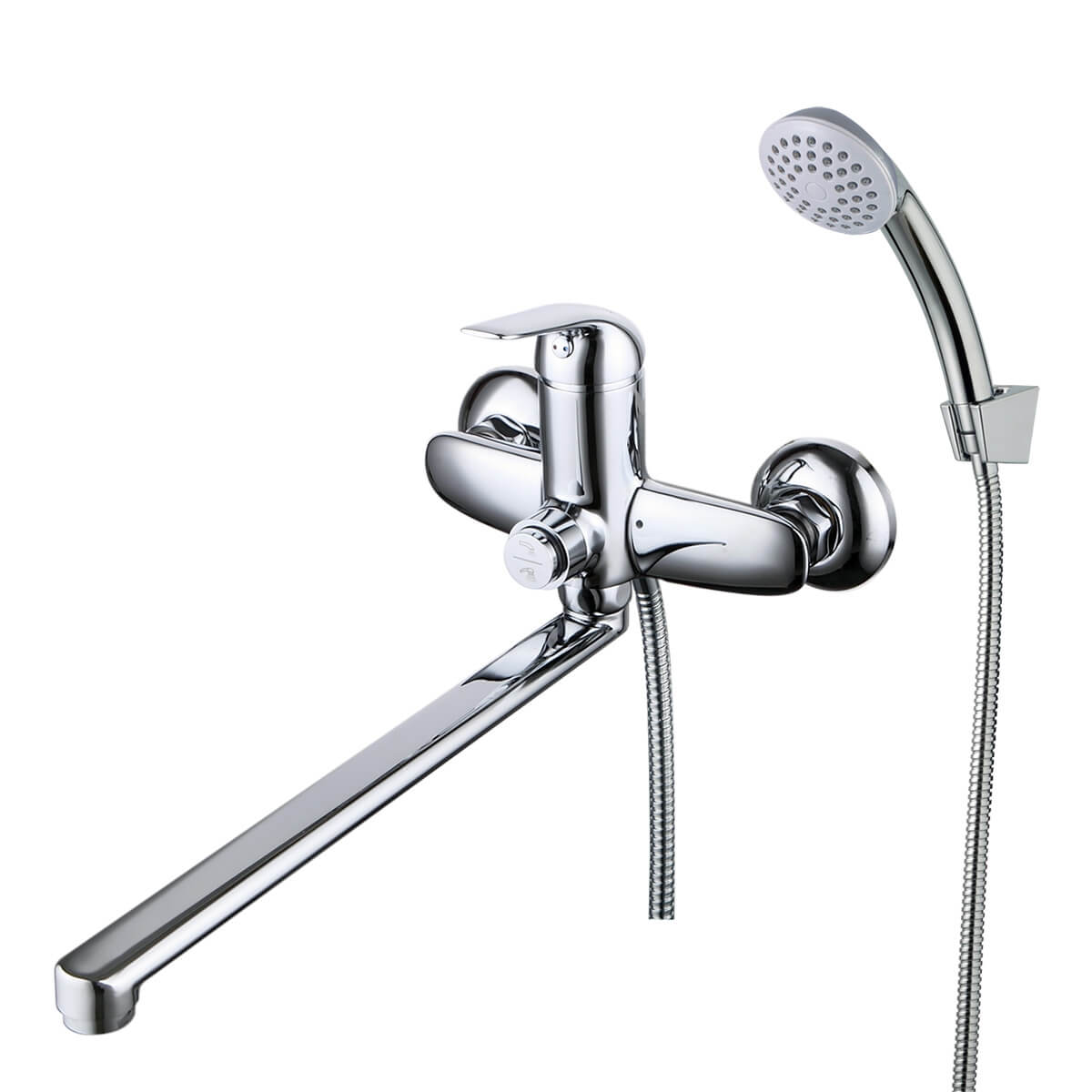 LM1257C Washbasin/bath faucet
with 300 mm flat swivel spout