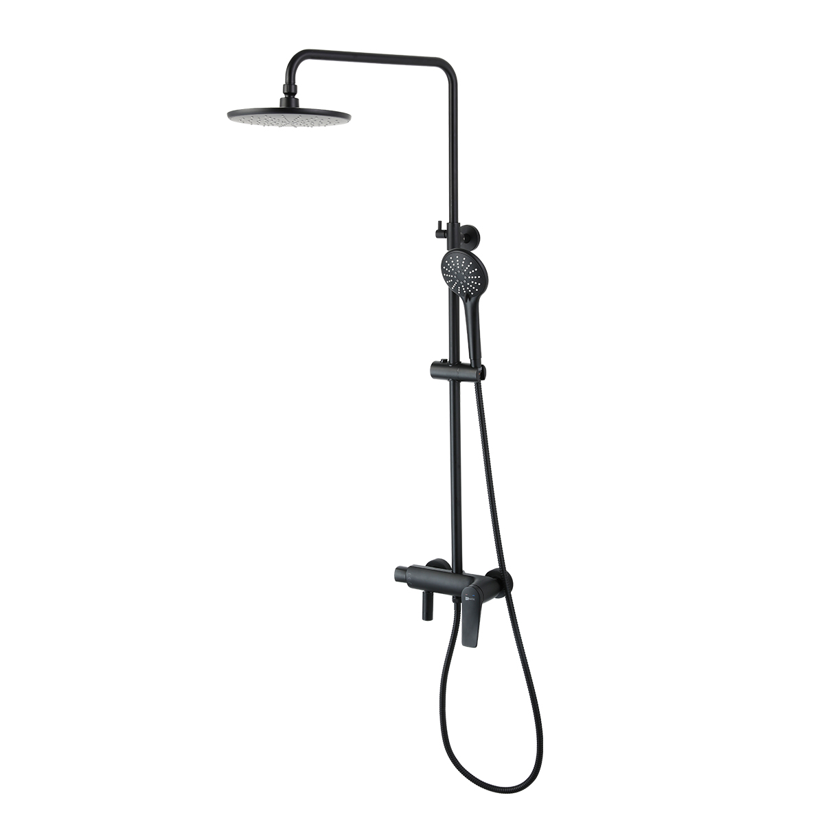 LM3762BL Bath and shower faucet with adjustable rod height, swivel spout and «Tropical rain» shower head