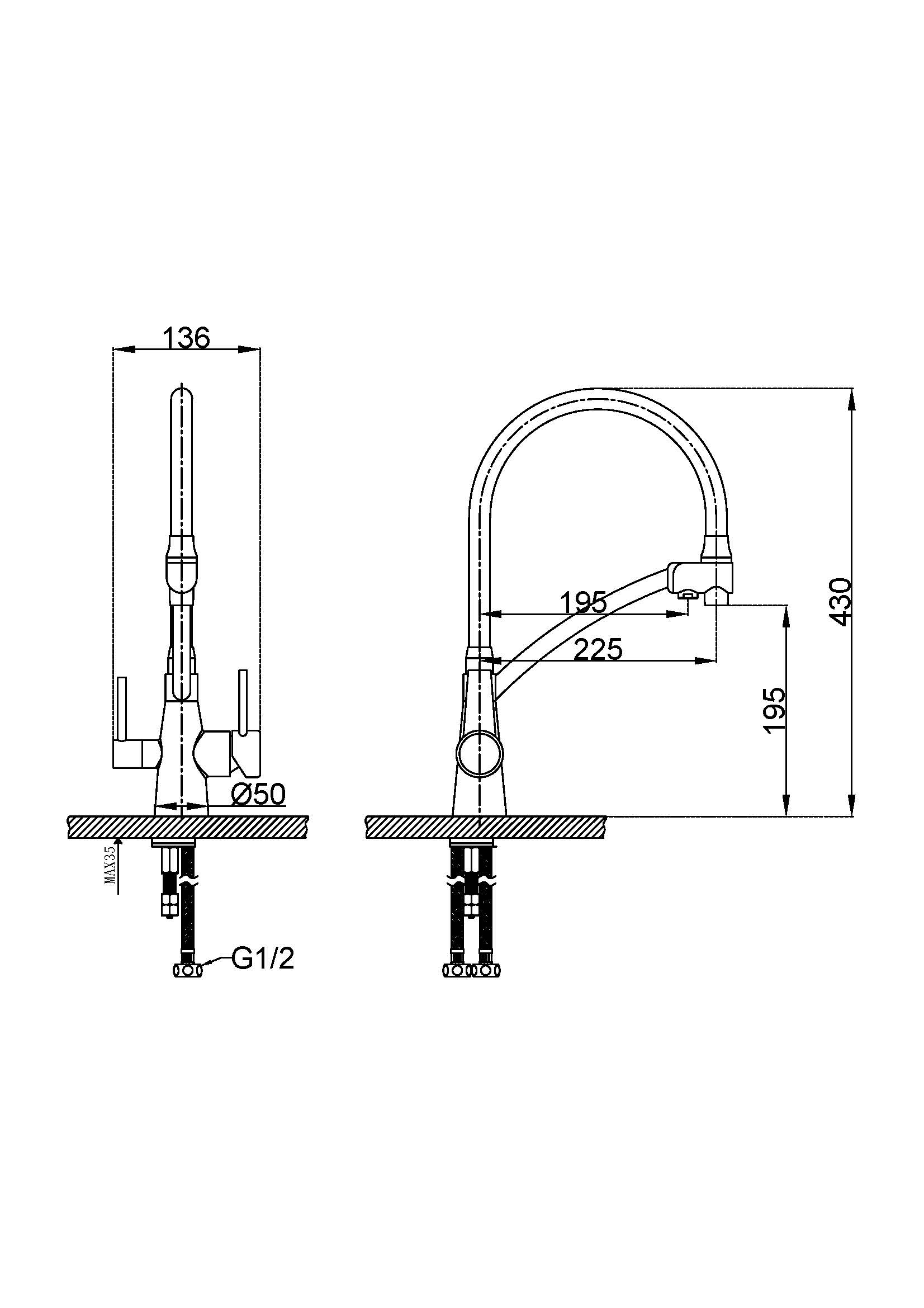 LM3071C-Grаy Kitchen faucet 
with connection to drinking 
water supply