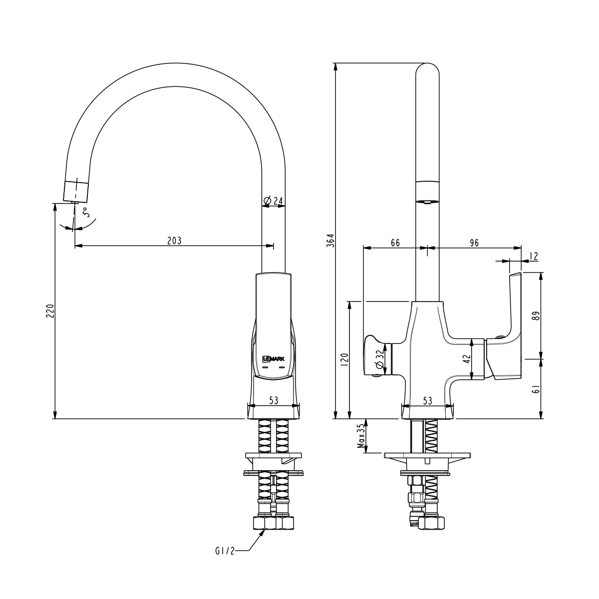 LM7261BLR Kitchen faucet with connection to drinking water supply