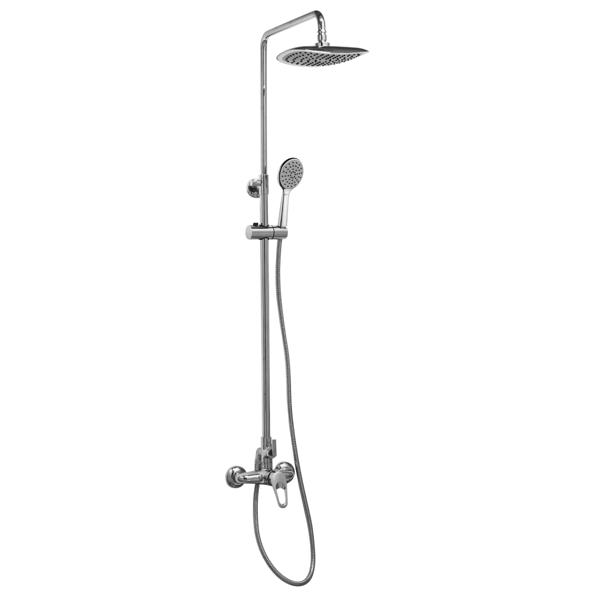 LM3160C Shower faucet with adjustable rod height and «Tropical rain» shower head