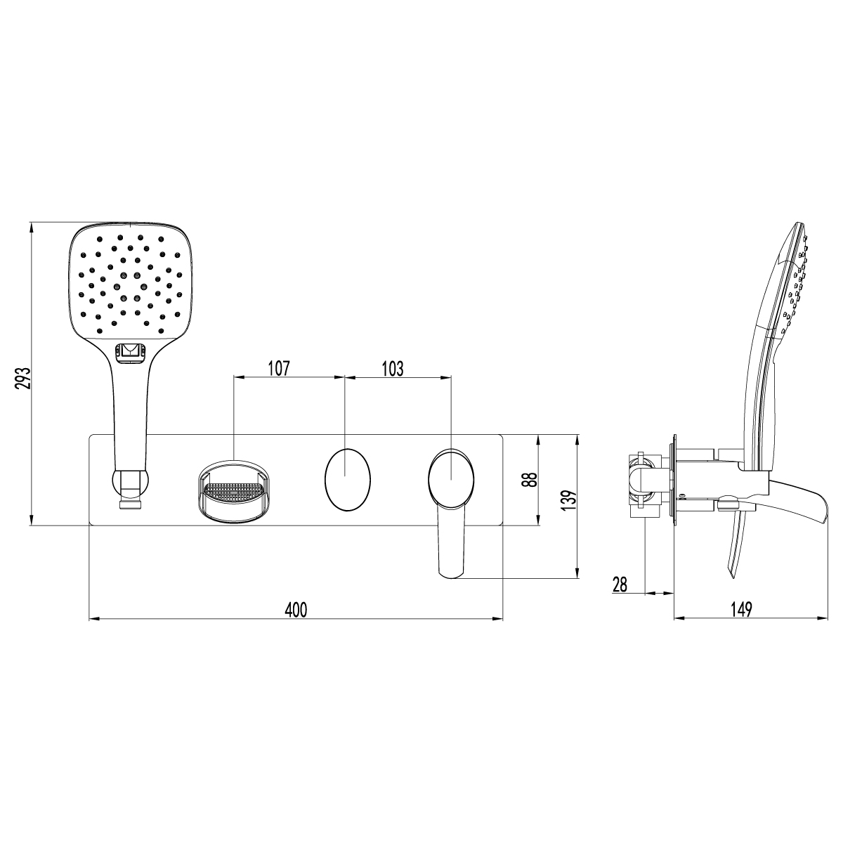 LM3224C Built-in bath and shower faucet